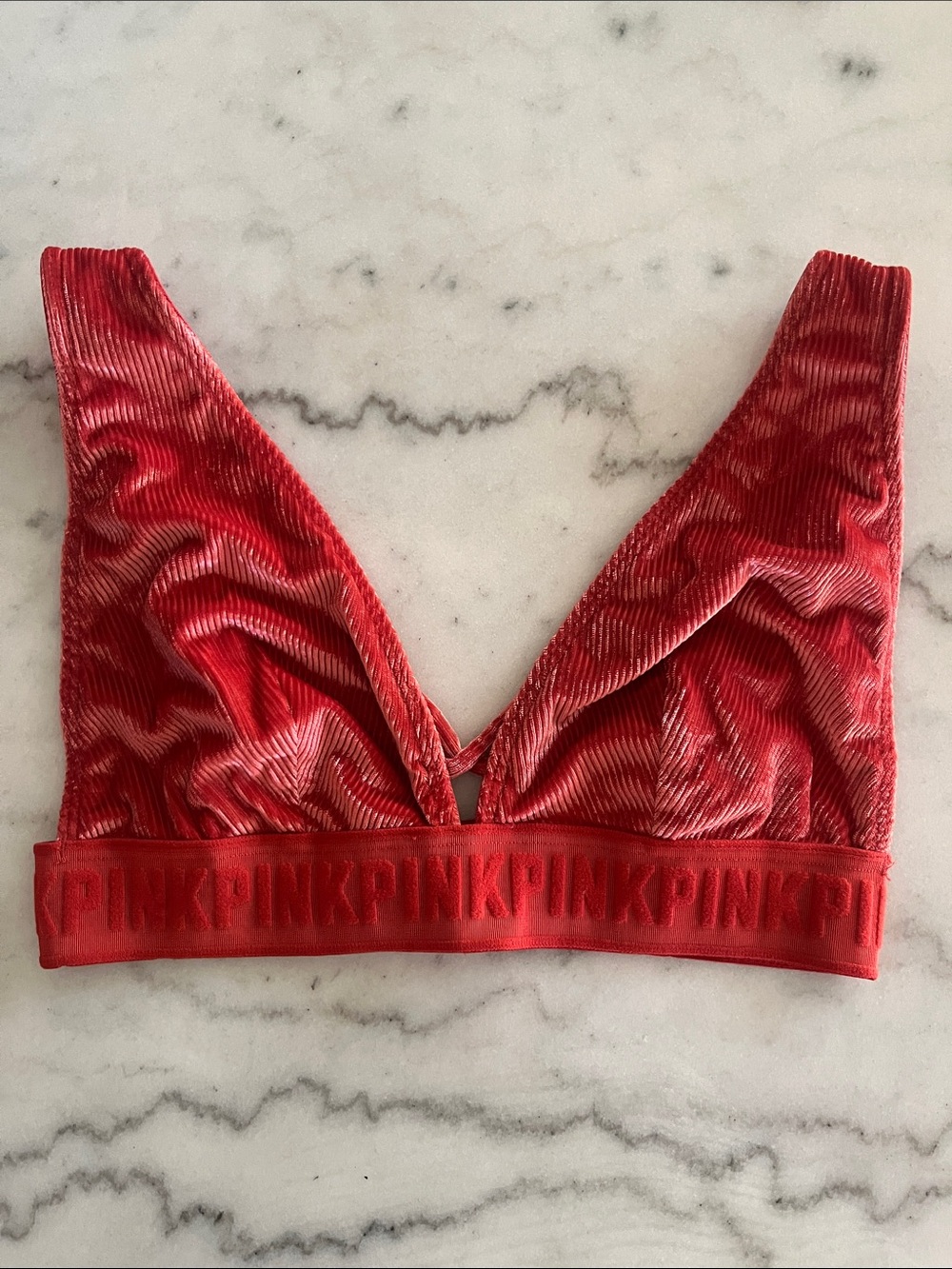 PINK Victoria's Secret Velvet V-Neck Bralette